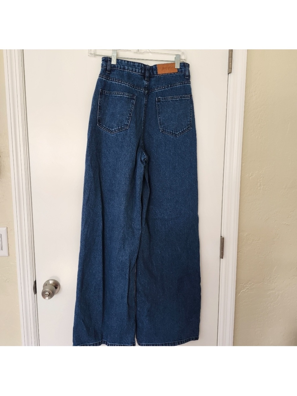 Nasty Gal Western Wide Leg High-Rise Denim Jeans - Dark Blue size 4 - Picture 6 of 9